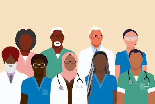 A diverse connected healthcare team